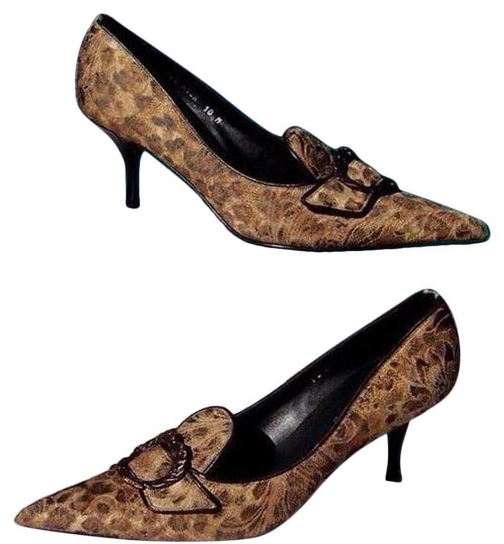 Donald Pliner Couture Leather Pump Shoe New 8 French Leopard Tapestry $345 NIB